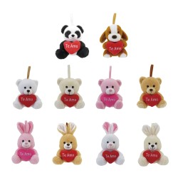 Peluche de animales que dicen te amo, oso con corazon, conejo con corazon